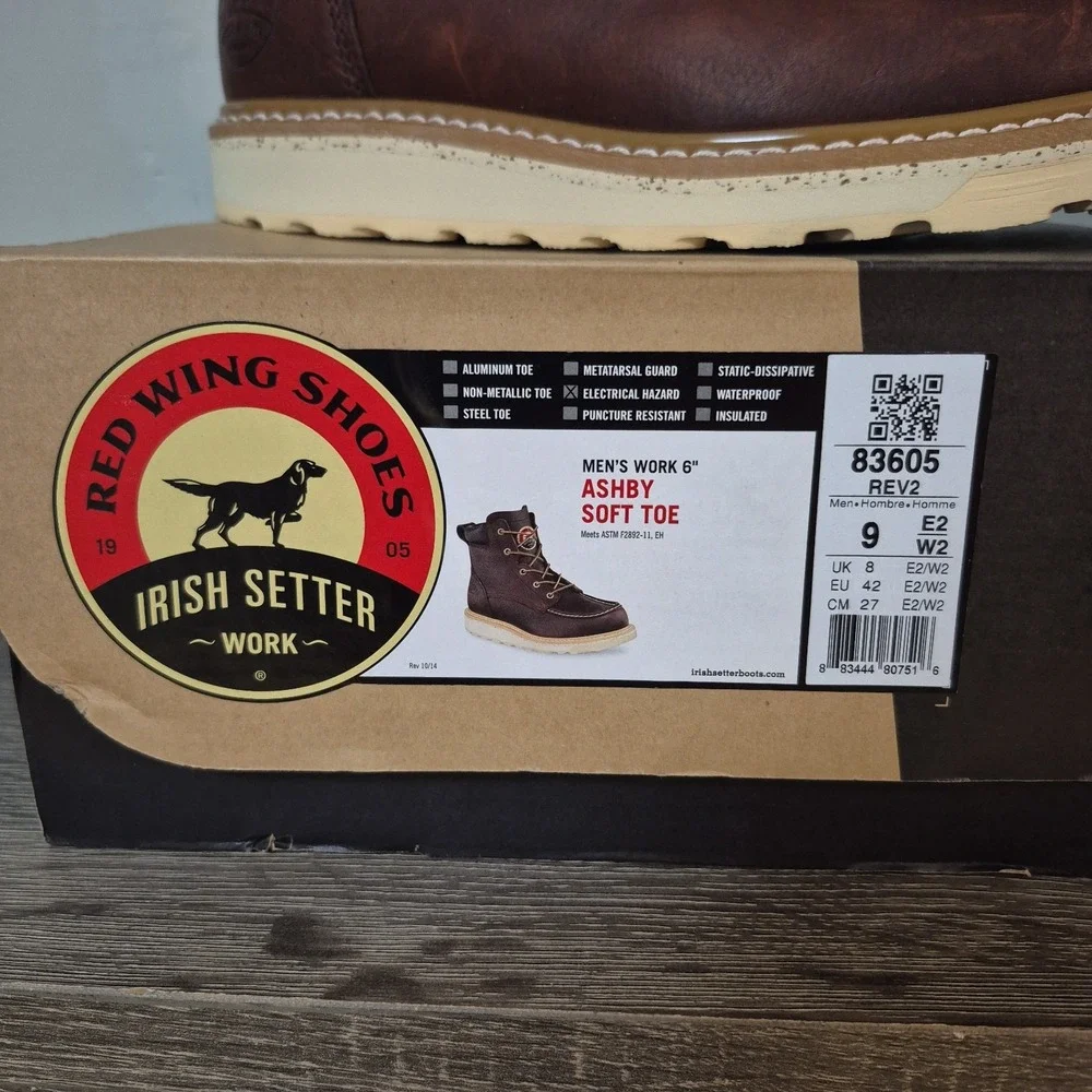 Irish Setter 83605 Ashby Men's Size 9  E2 Boots Soft Toe Electrical Hazard New